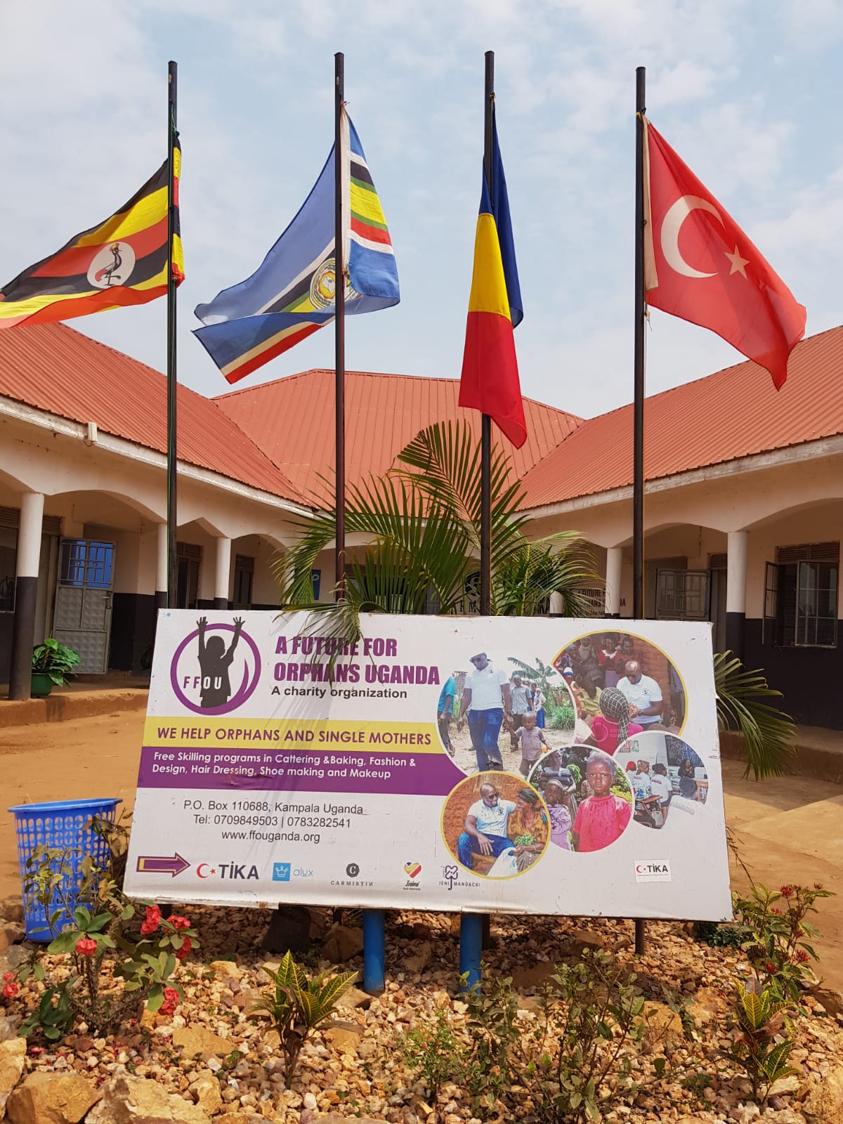 FFOU campus with flags